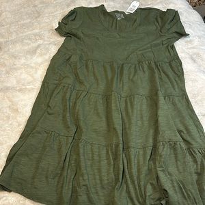 Time and Tru XL Olive Green Army Green Forest Green Dress